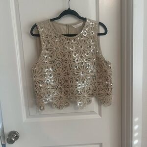 LC Lauren Conrad Gold Sequin Crop Top